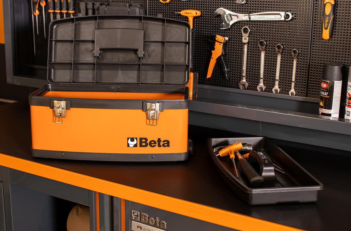 Orange Two-Module Rolling Metal Tool Chest P27322