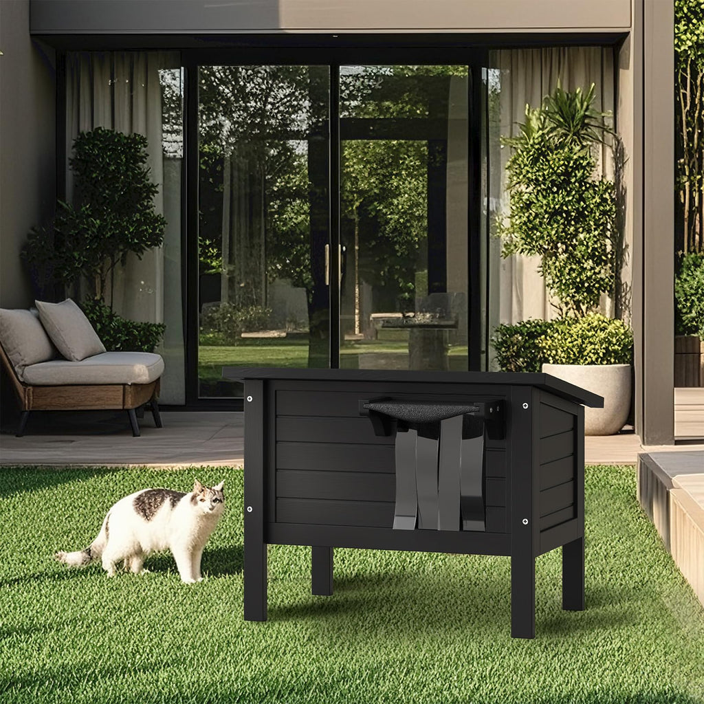 Weatherproof Insulated Solid Wood Outdoor Cat House I751359