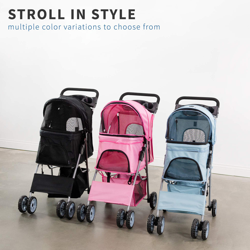 Black 4 Wheel Foldable Pet Stroller K2051