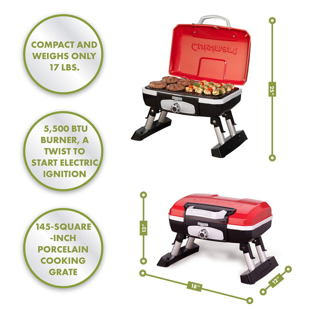 Portable Tabletop Propane Gas Grill & Refillable 1LB Propane Cylinder Tank F150