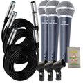Cardioid Dynamic Handheld Microphones 3-Pack with Clips & XLR Cables F312