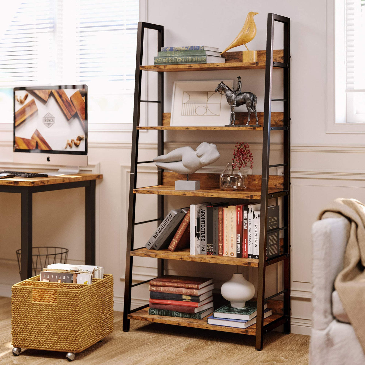 5 Tier Metal Frame Ladder Bookcase D33216