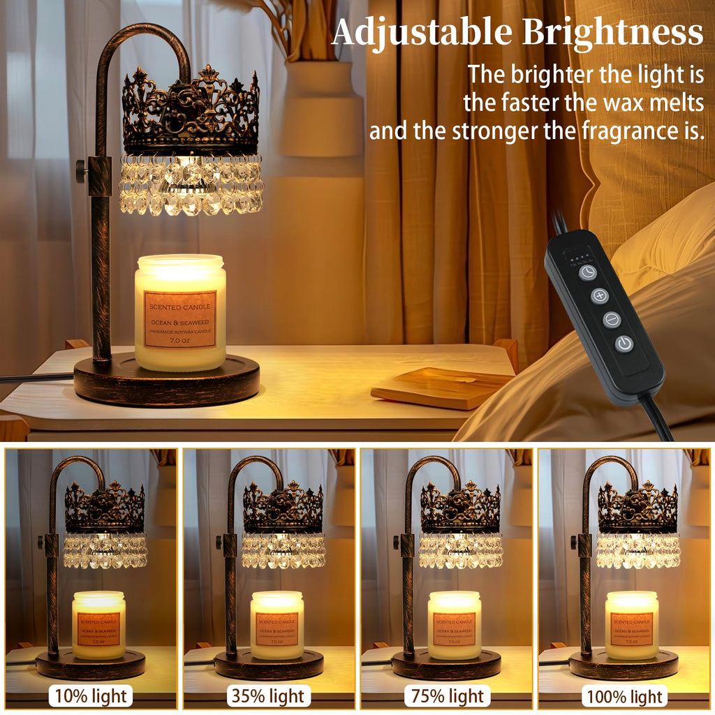 Candle Warmer Lamp with Timer Dimmer Adjustable Height Black Gold Brushed Q433782