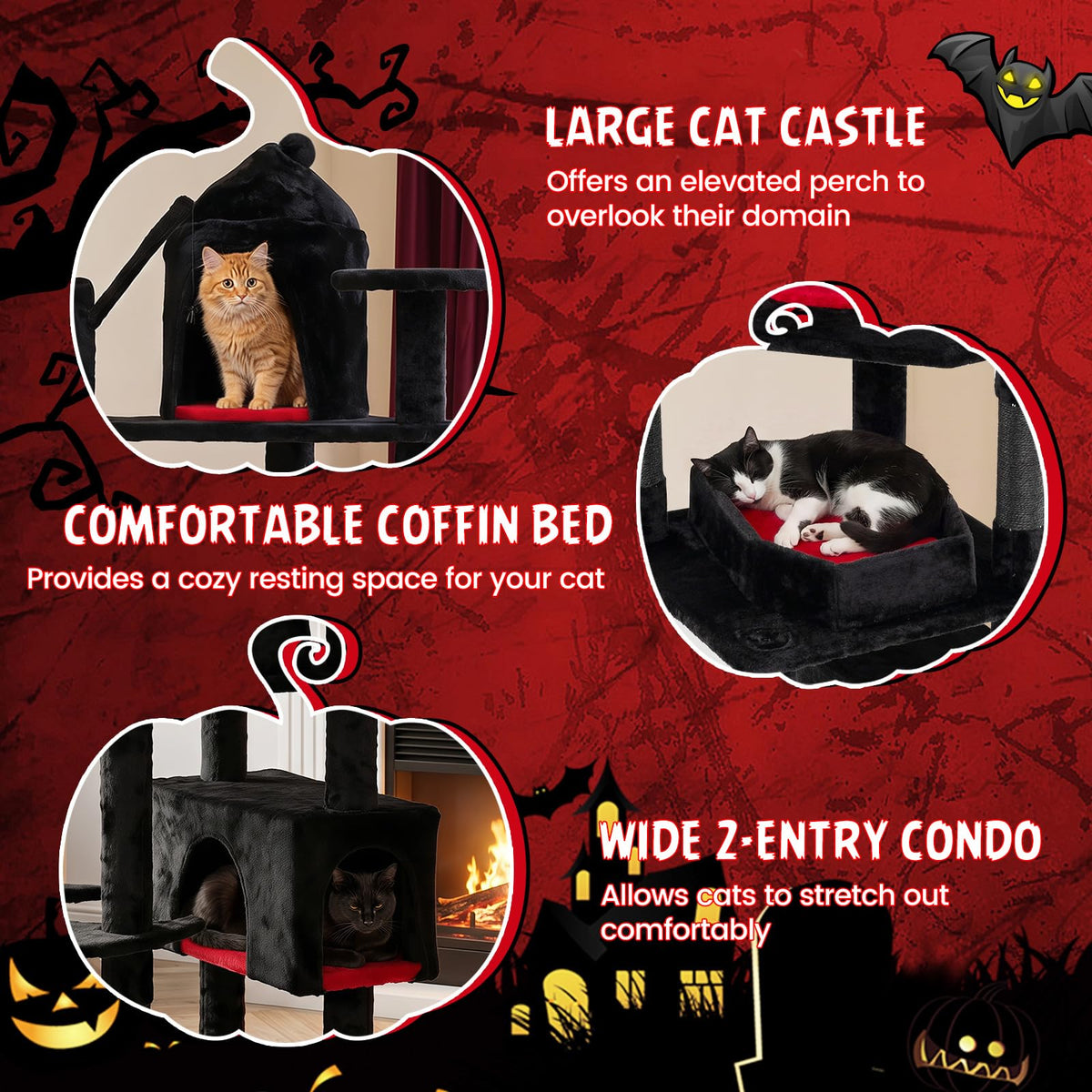 70-inch Multi-Level Black Cat Tree M822