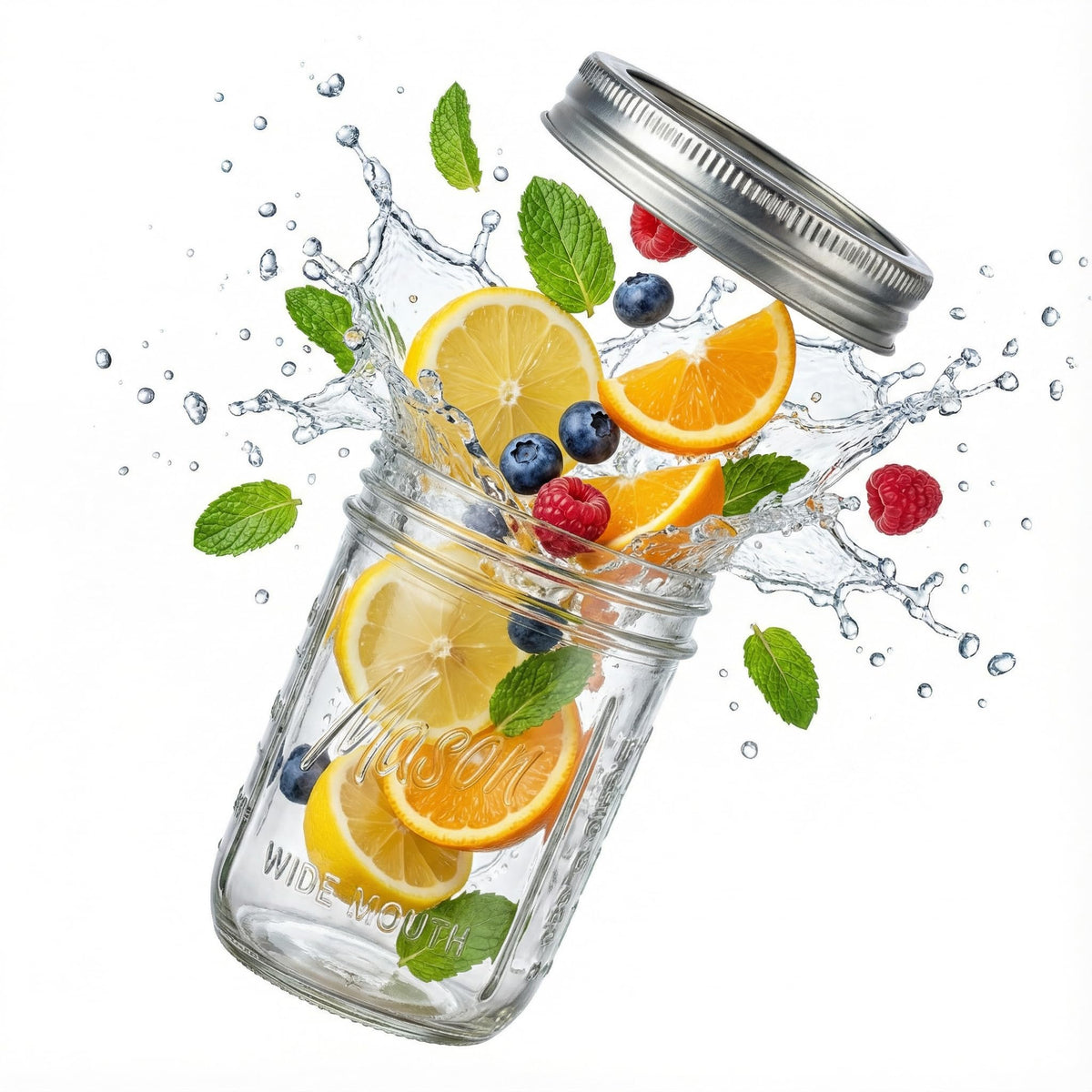 6-Pack 16 oz Wide Mouth Glass Mason Jars with Lids U410