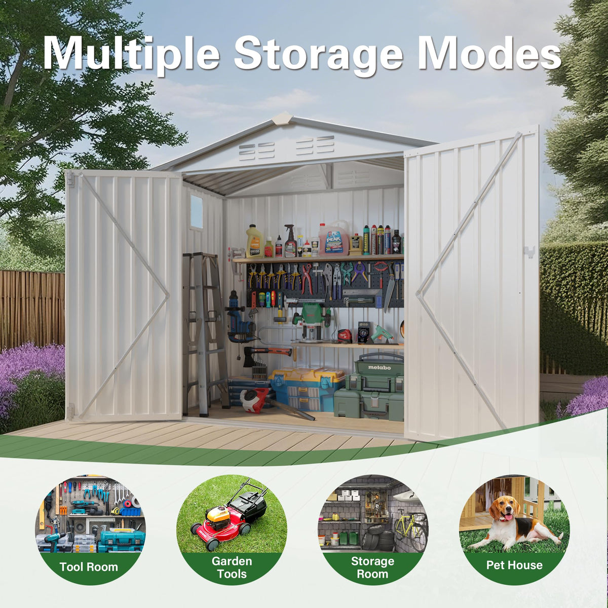 10x14 FT Outdoor Metal Storage Shed Q198
