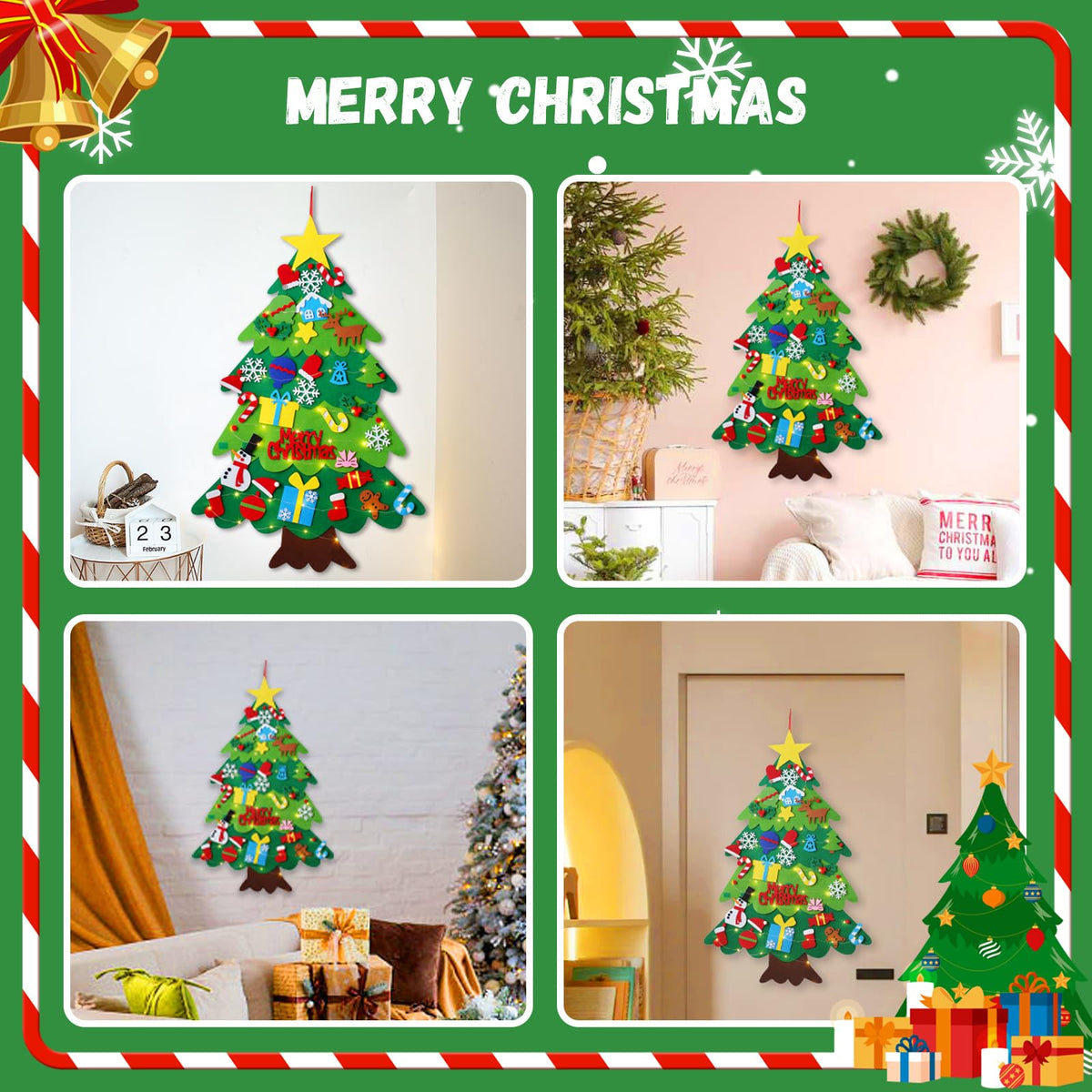 Felt Christmas Tree with 34 Ornaments L79477