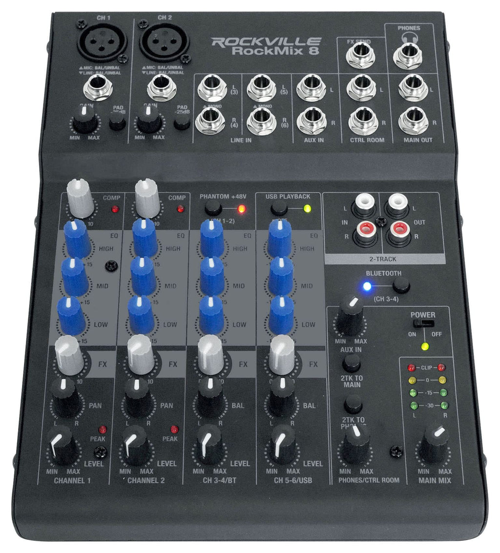 15" Powered PA Speaker Pair with 8 Mixer D648526