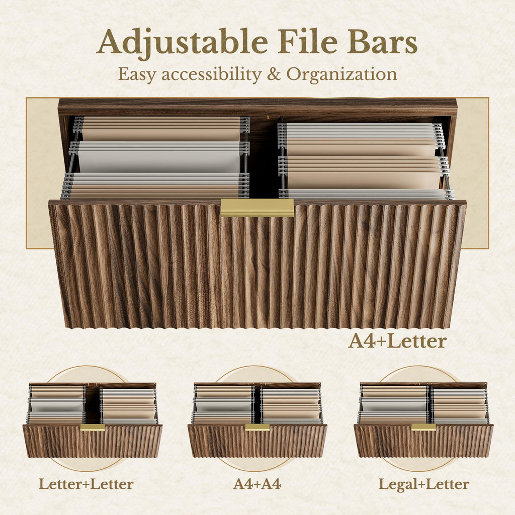 Black Walnut 2 Drawer Fluted Lateral File Cabinet Q854