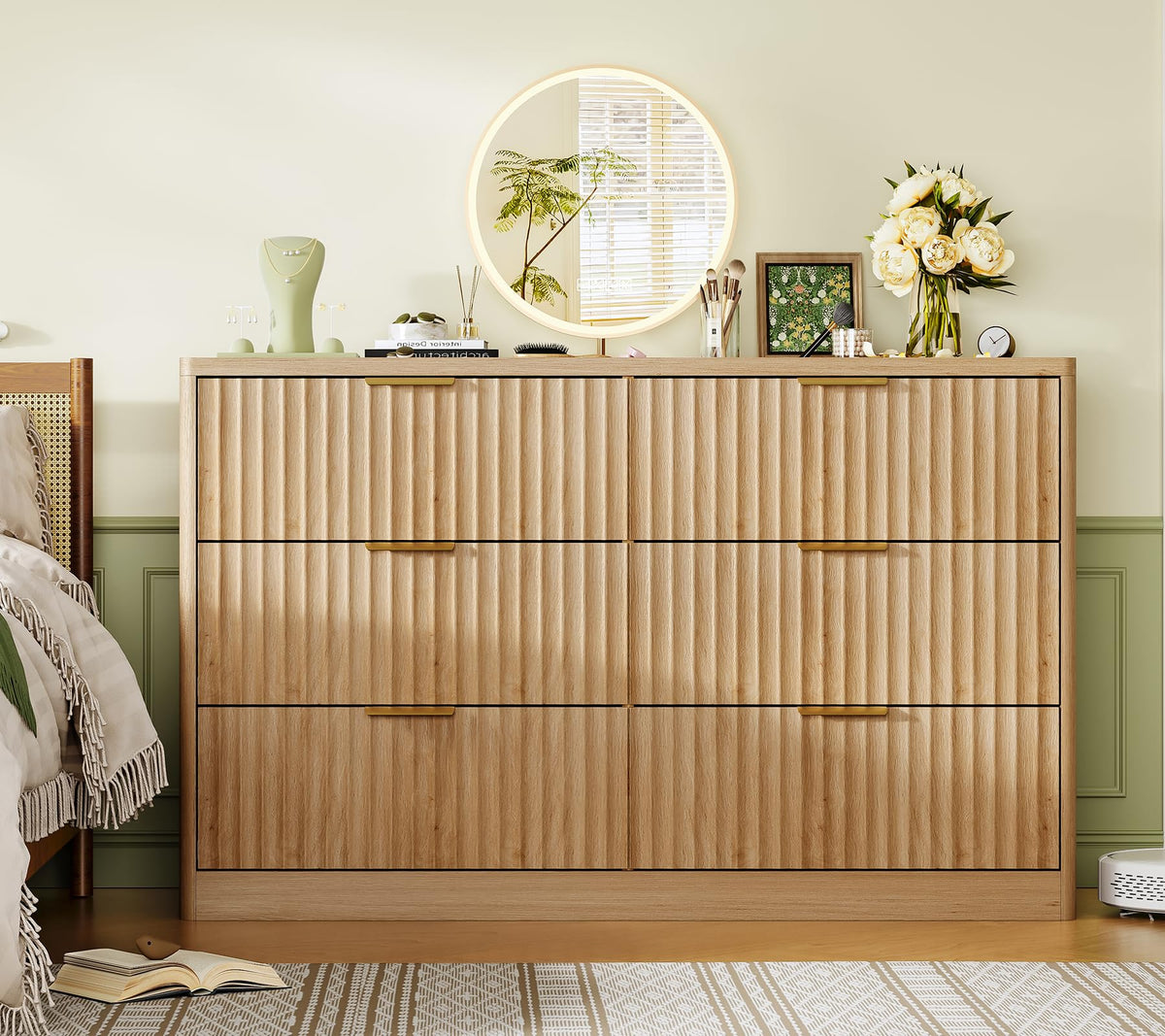 Fluted 6 Drawer Wood Dresser V546164