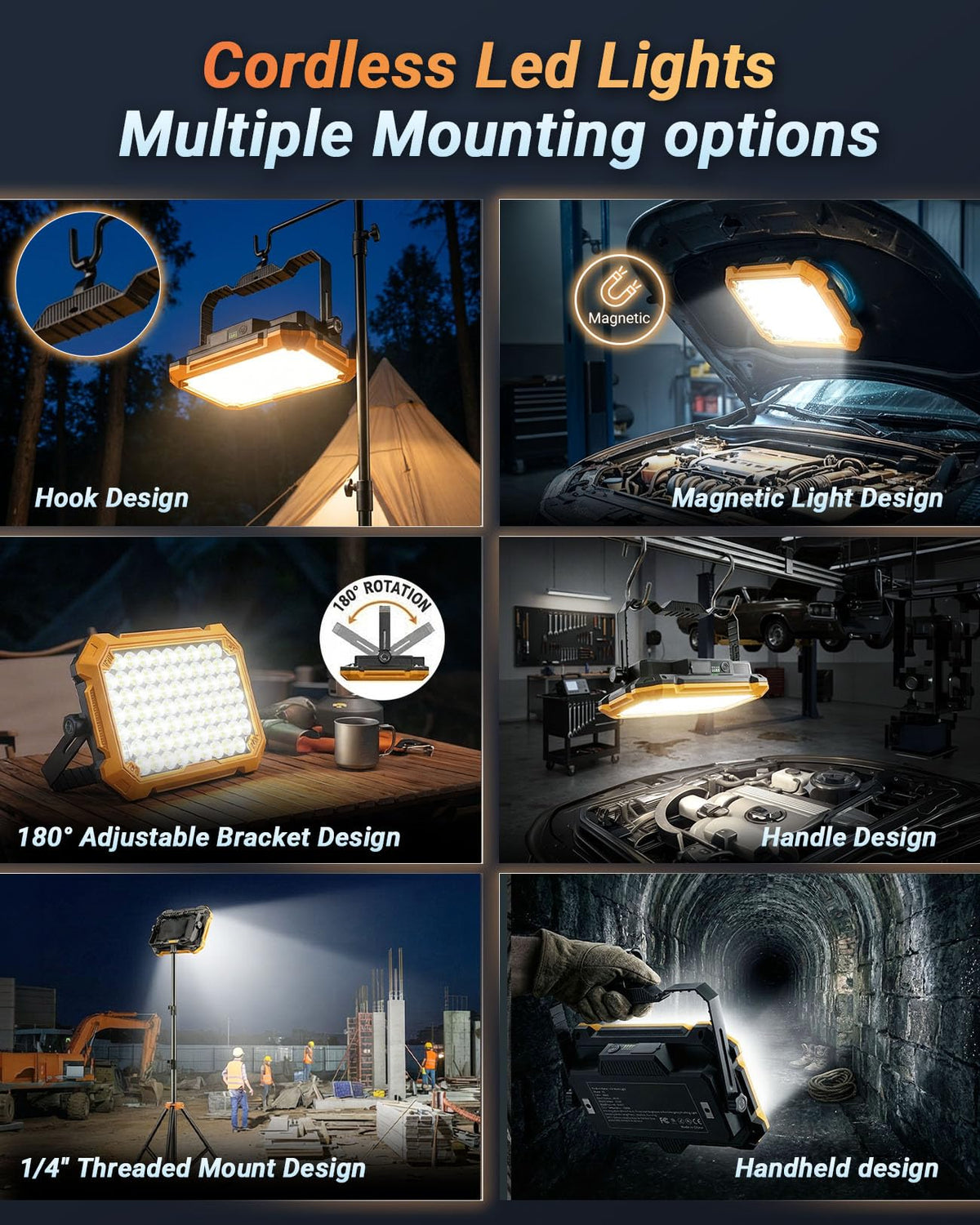 Rechargeable Magnetic LED Work Light J4605