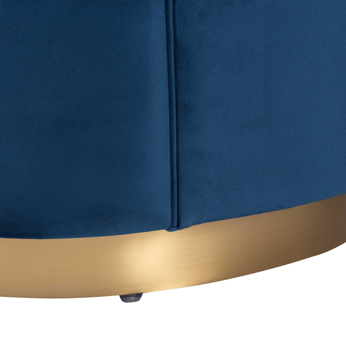 Navy Blue Velvet and Brushed Gold Metal Sofa K46256