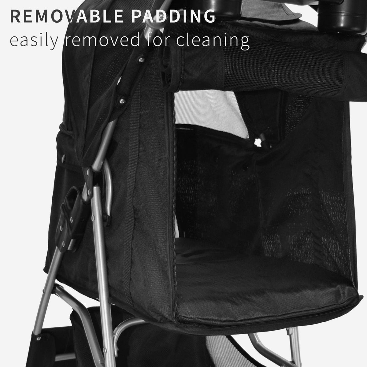 Black 4 Wheel Foldable Pet Stroller K2051