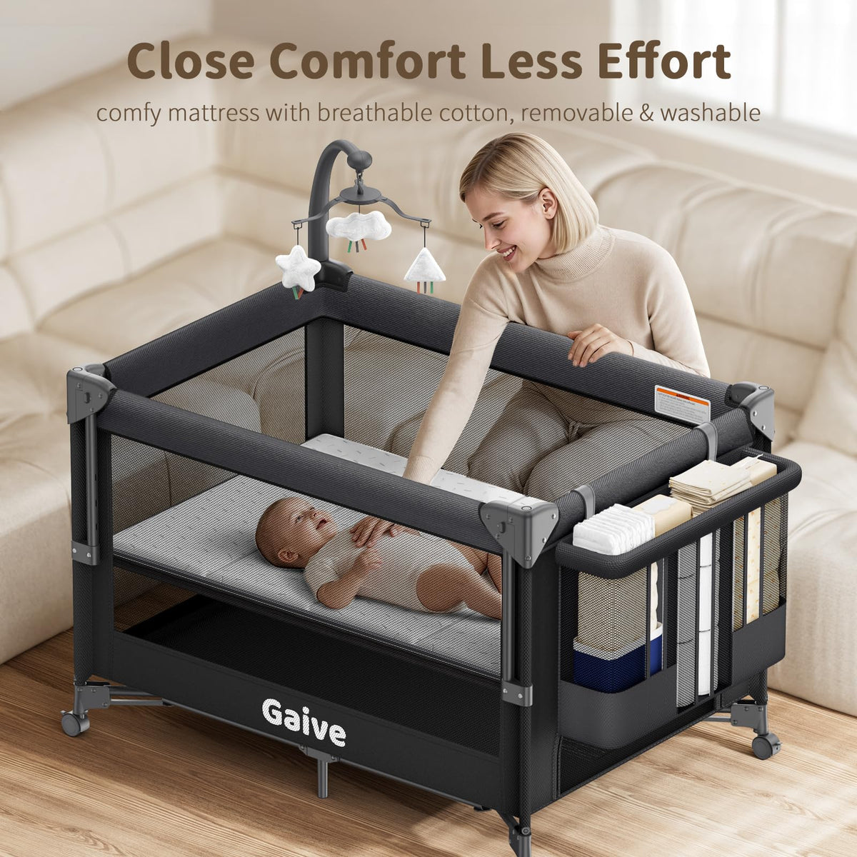 Baby Bassinet, Pack and Play, Bedside Crib Sleeper C339950