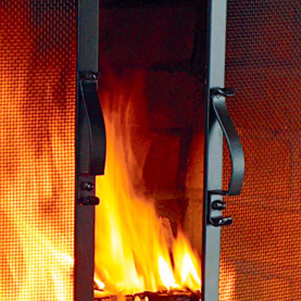 Black Metal Fireplace Screen with Hinged Doors X4731