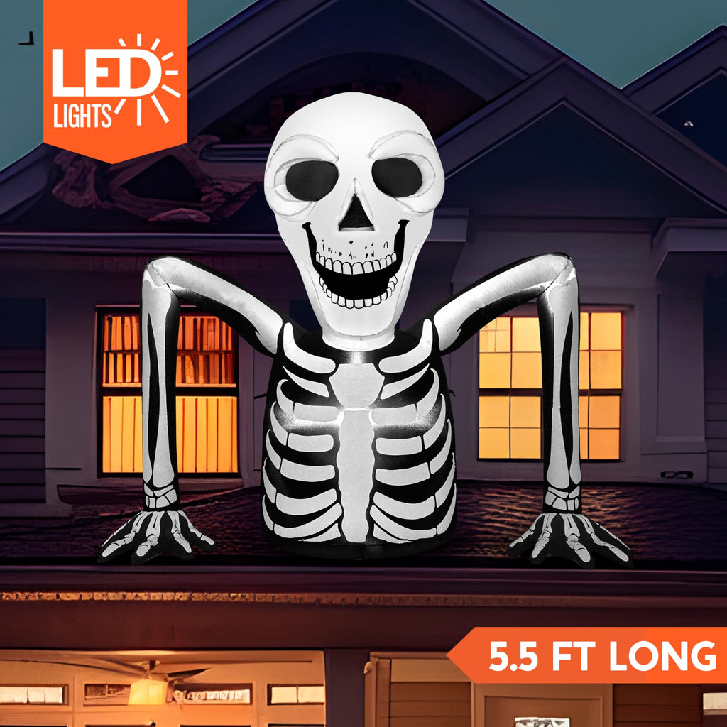 5.5 FT Long Inflatable Skeleton Outdoor Decoration with LEDs N600