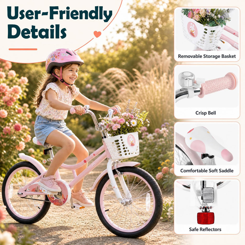 18 Inch Girls Bike with Basket B96292