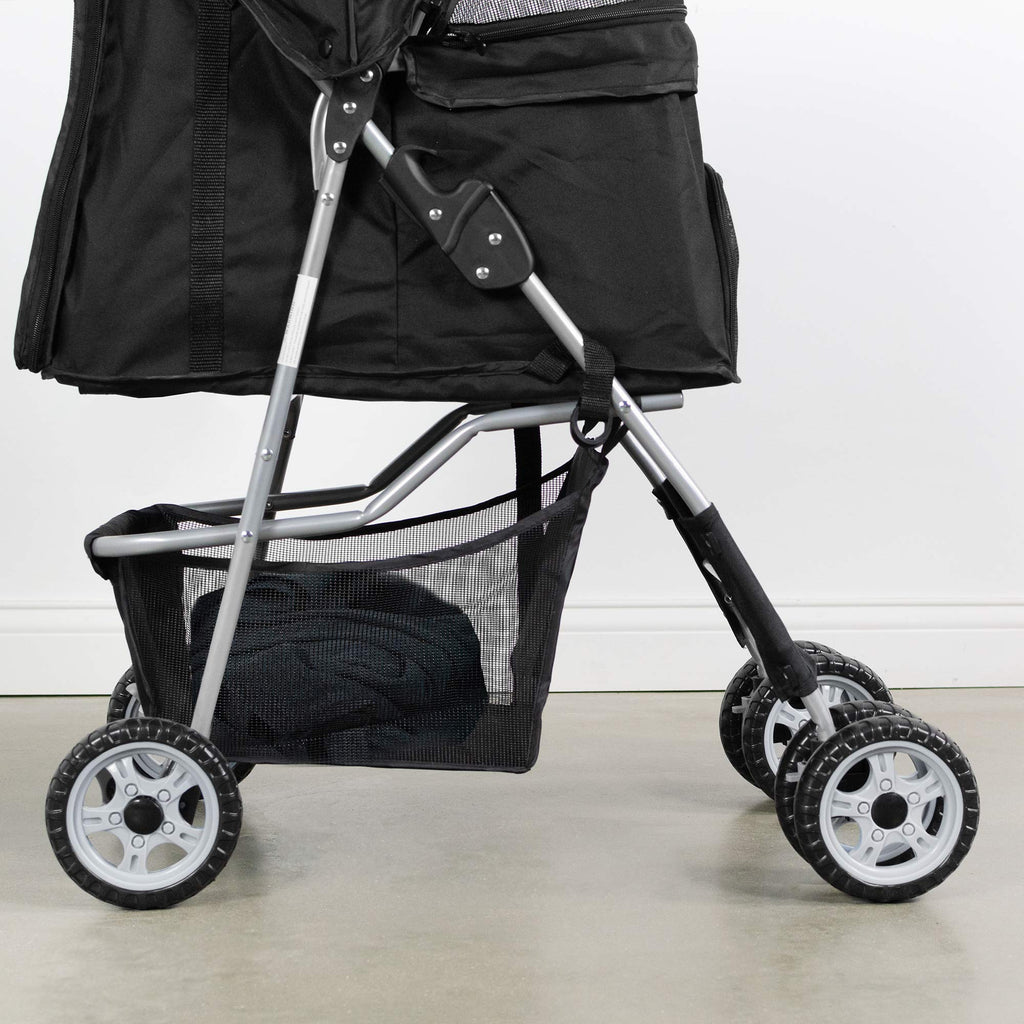Black 4 Wheel Foldable Pet Stroller K2051