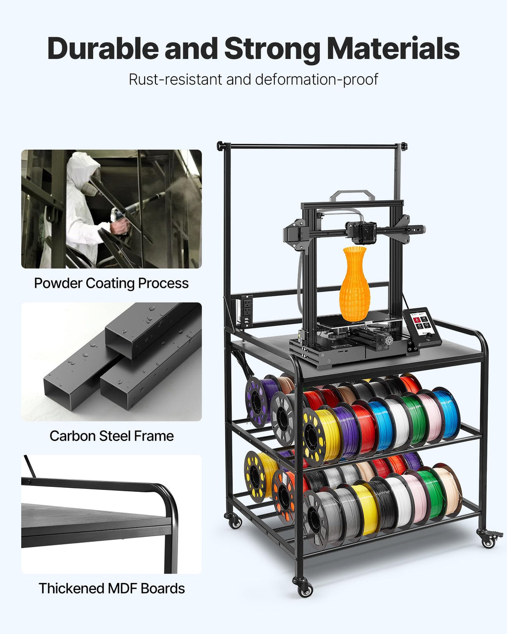 3-Tier Filament Storage Rack with Wheels E845562