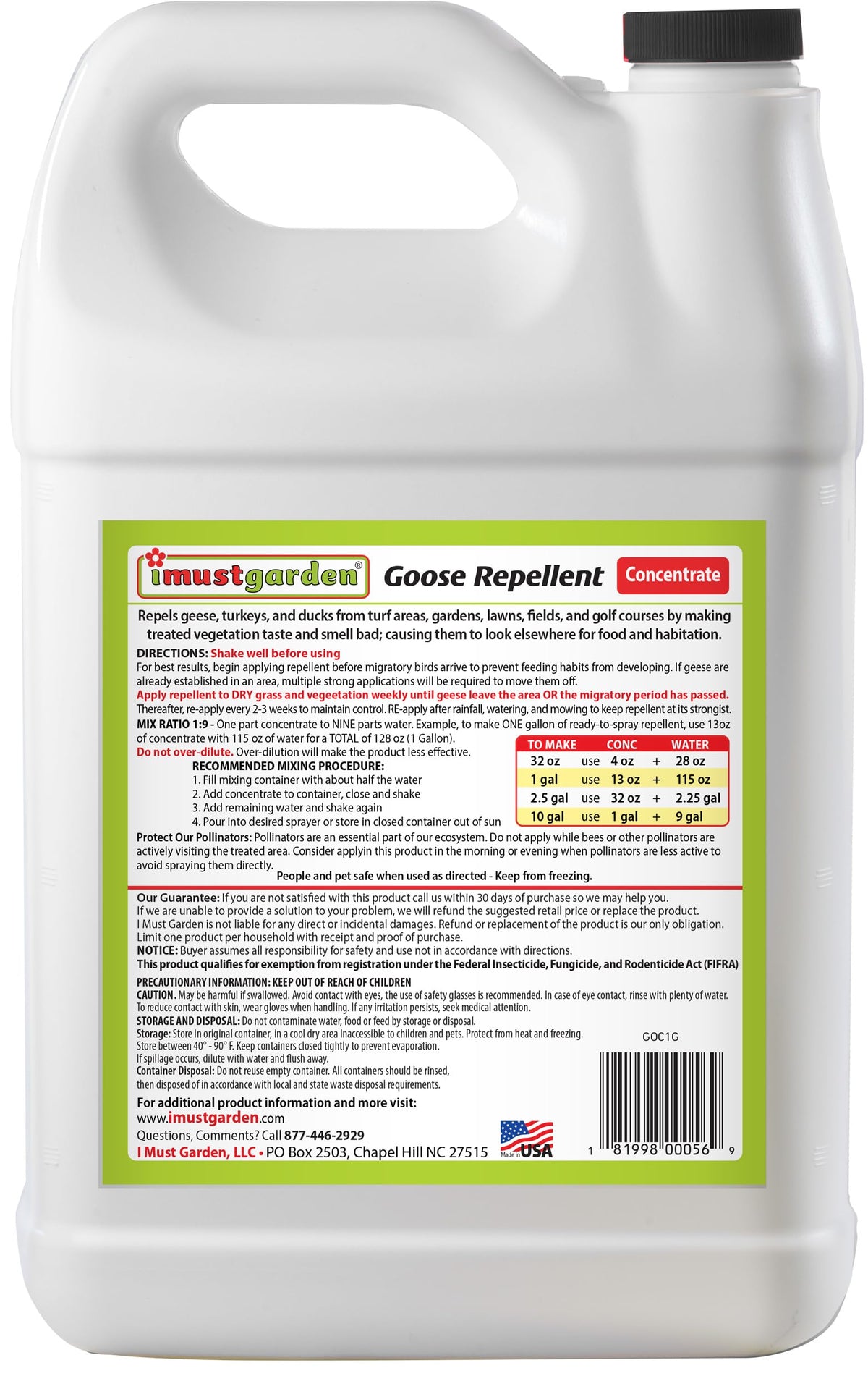Goose Repellent 1 Gal Concentrate Z927