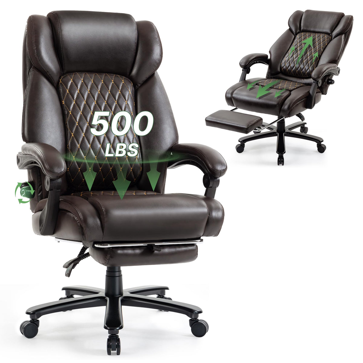 Brown Reclining Executive Office Chair with Footrest R60271