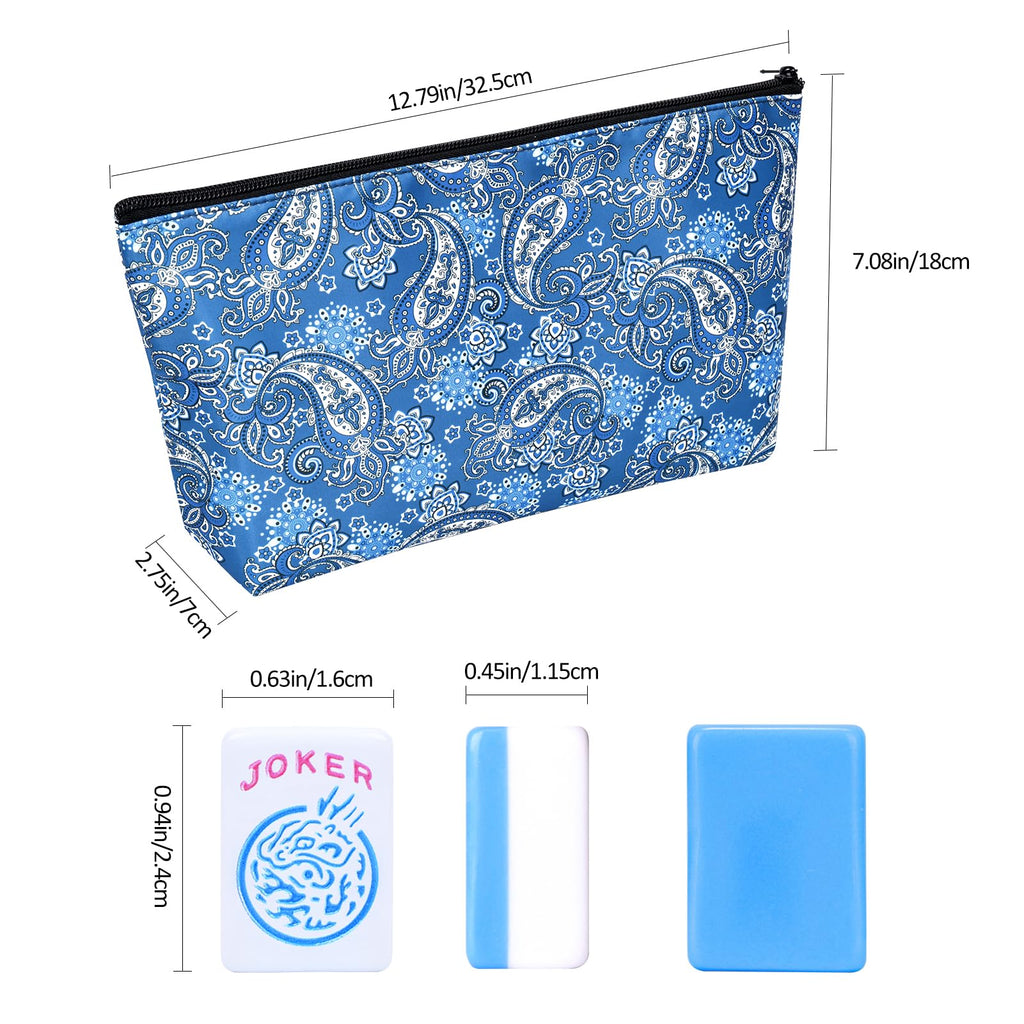 Mini Mahjong Set with 166 Blue Tiles, 4 Racks & Bag A826