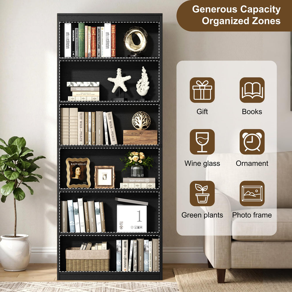 6-Tier Black Bookshelf B4847
