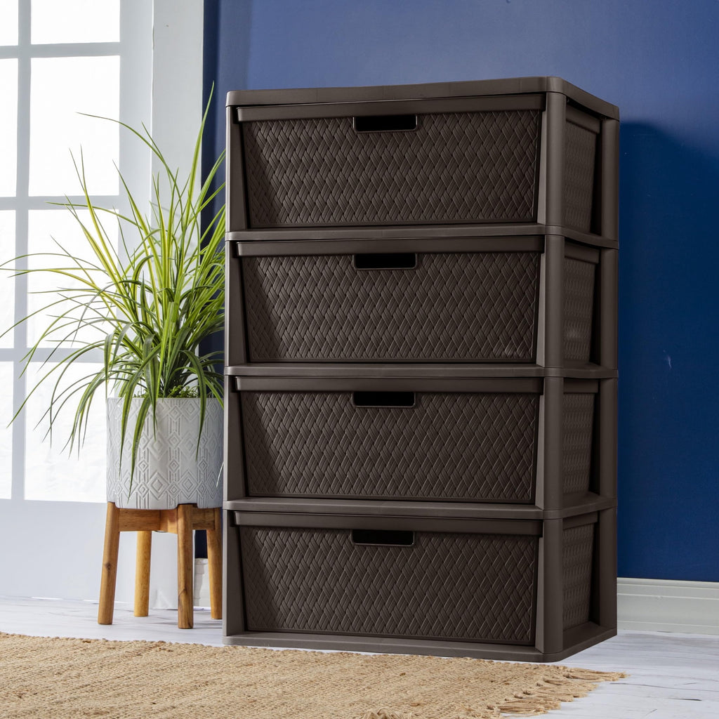 Dark Brown 4 Drawer Plastic Drawer Tower C323518