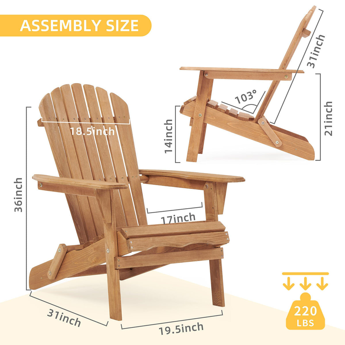 Cedar Folding Adirondack Chair Set of 2 I8079