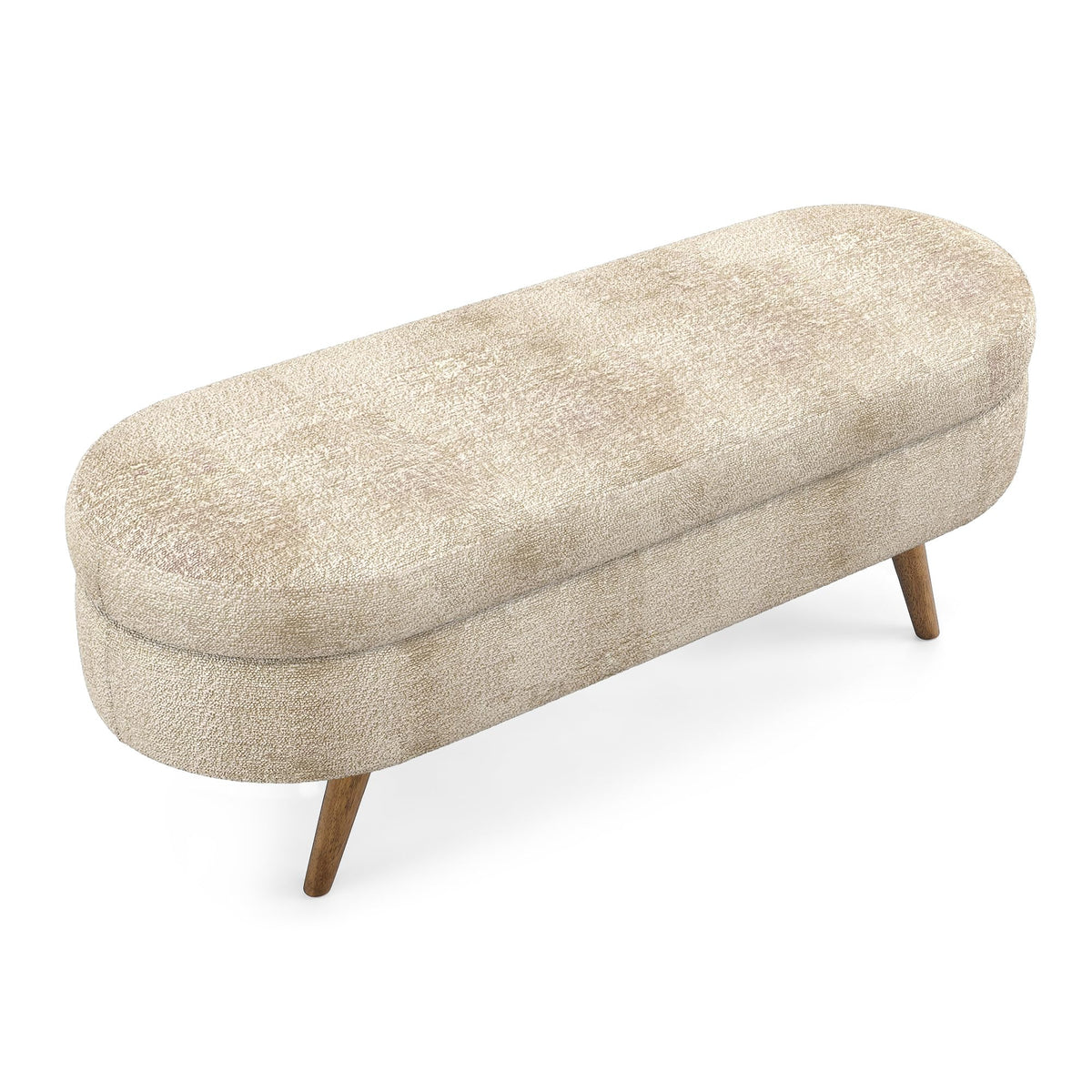 Brown Linen Storage Ottoman Bench S19012