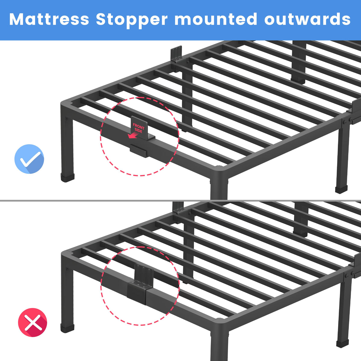 18 Inch Twin XL Bed Frames with Round Corner Leg I736