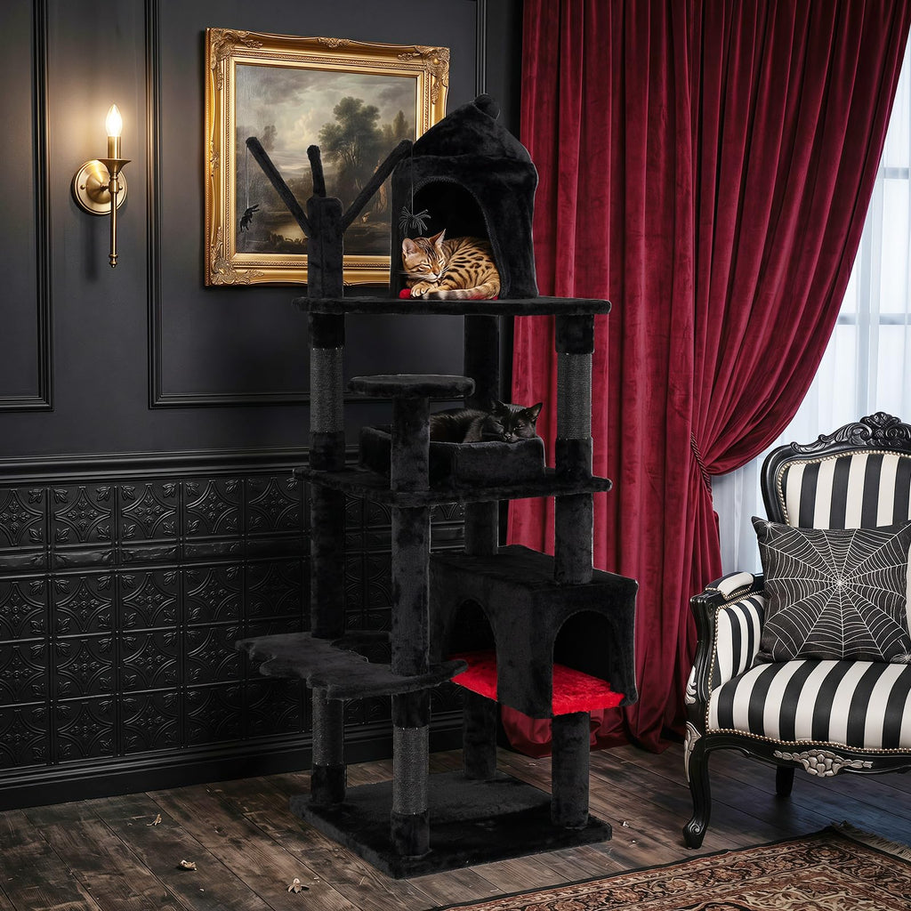 70-inch Multi-Level Black Cat Tree M822