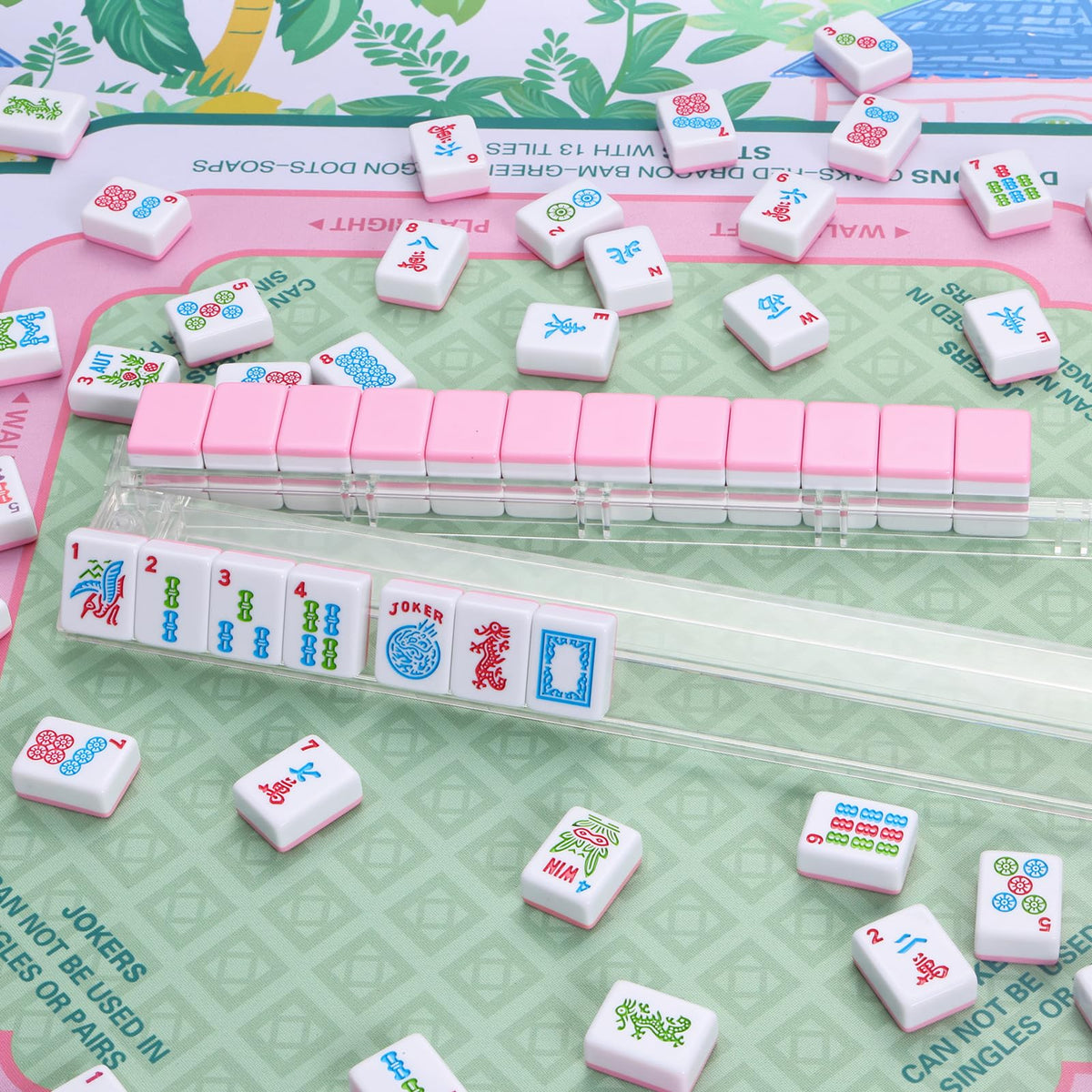 166 Pink Mahjong Set with Bag and 4 Racks H89465