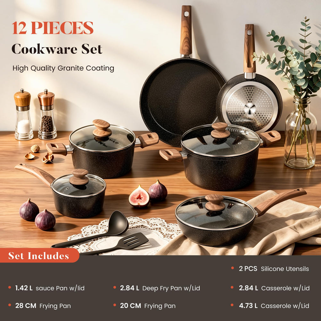 12 Pcs Non Stick Induction Cookware Set A1733
