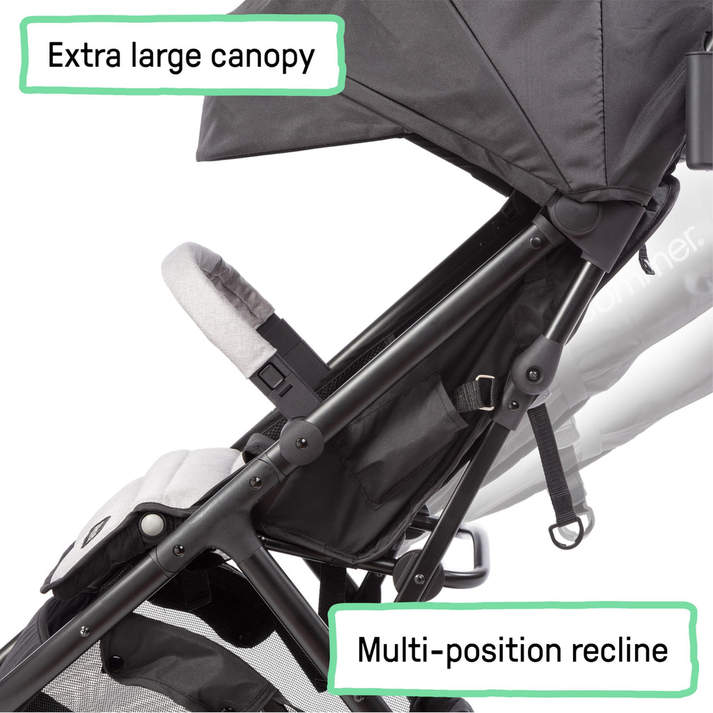 Compact Fold Stroller with Oversized Canopy and Extra-Large Storage, Gray F7321