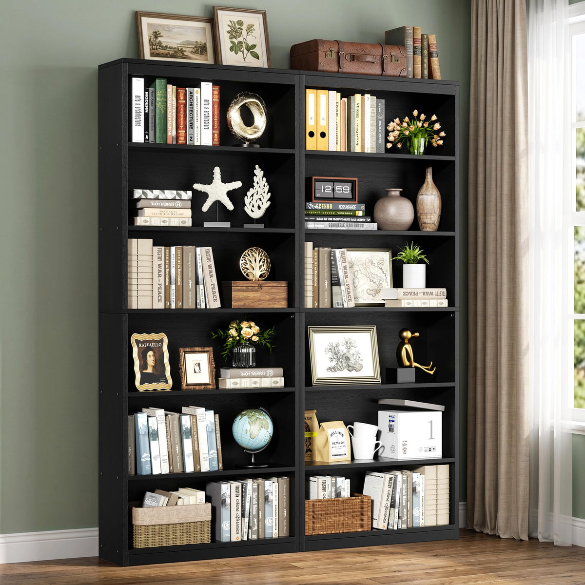 6-Tier Black Bookshelf B4847