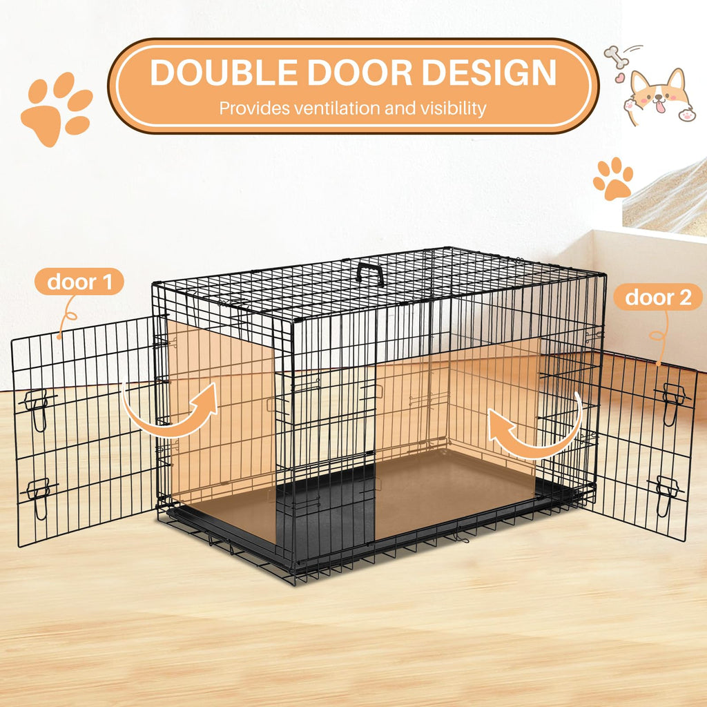 48 Inch Foldable Metal Dog Crate with Divider Panel E1607