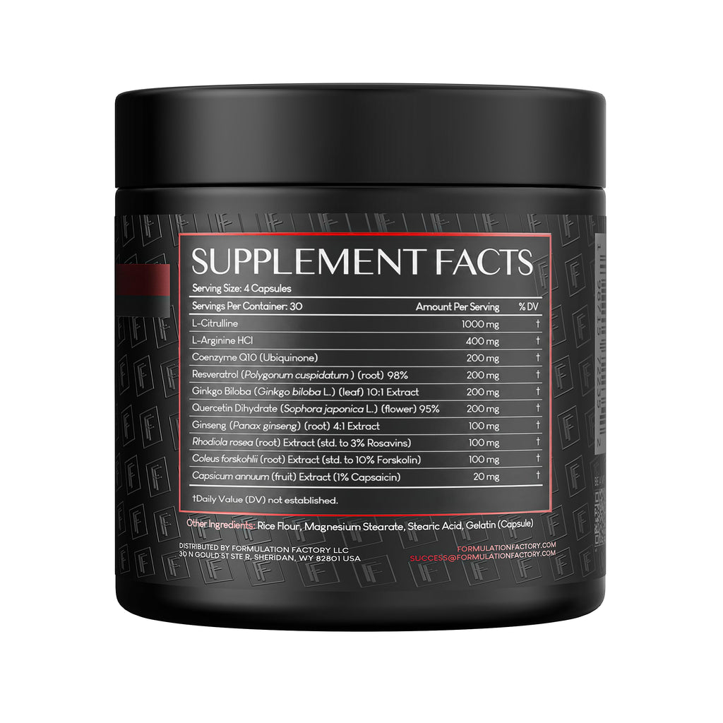 Nitric Oxide Booster with L-Citrulline, L-Arginine, CoQ10 & Resveratrol - 120 Capsules M432491