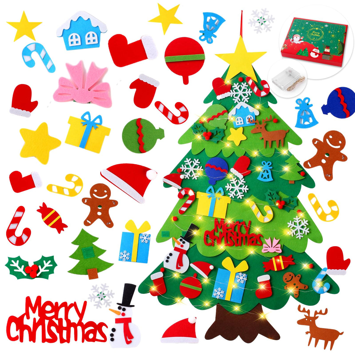Felt Christmas Tree with 34 Ornaments L79477