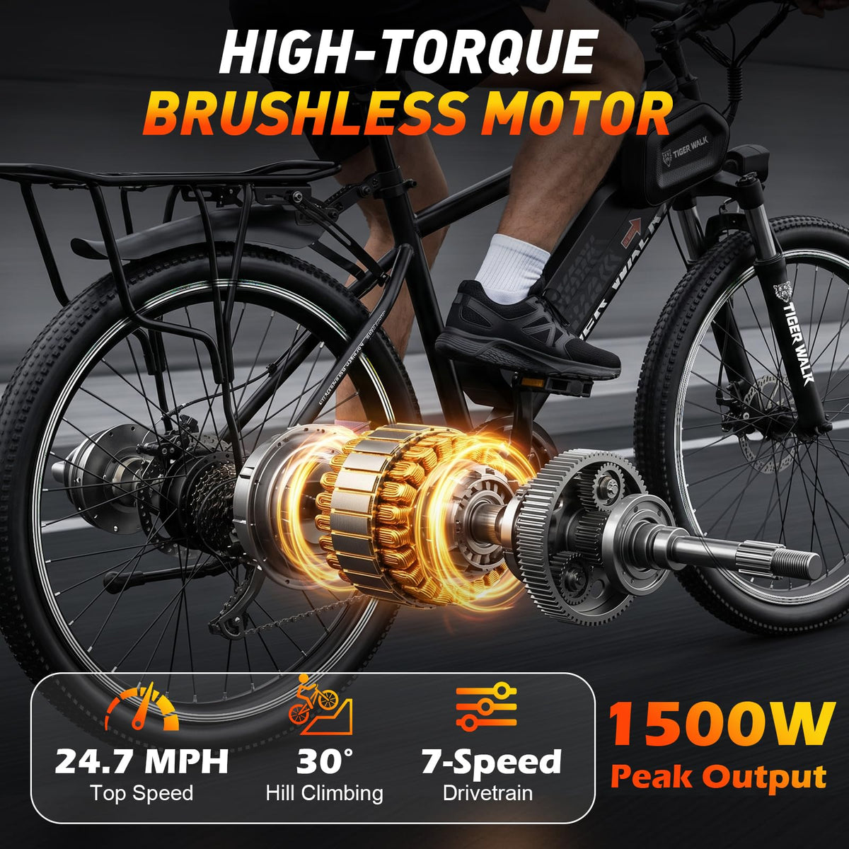 26" All-Terrain Electric Bike, 48V 10Ah Removable Battery, 7-Speed C6291