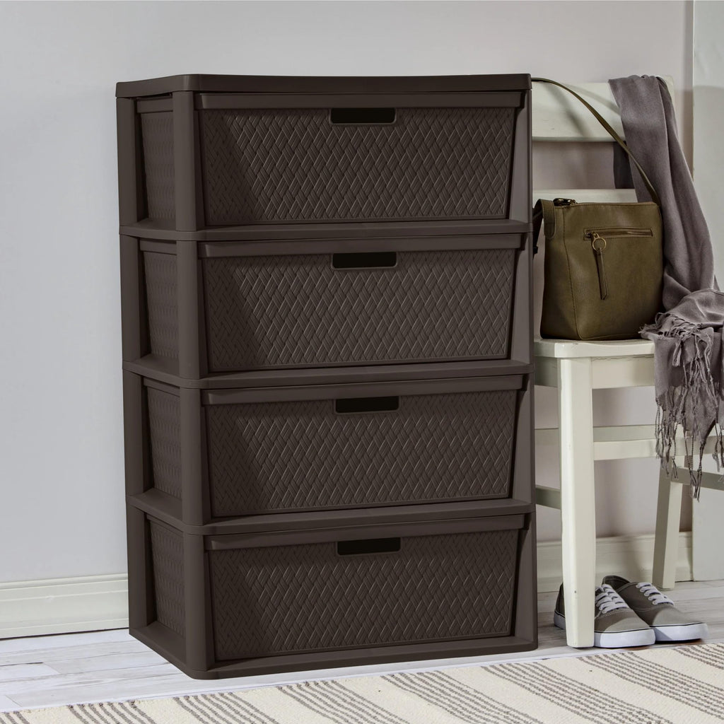 Dark Brown 4 Drawer Plastic Drawer Tower C323518