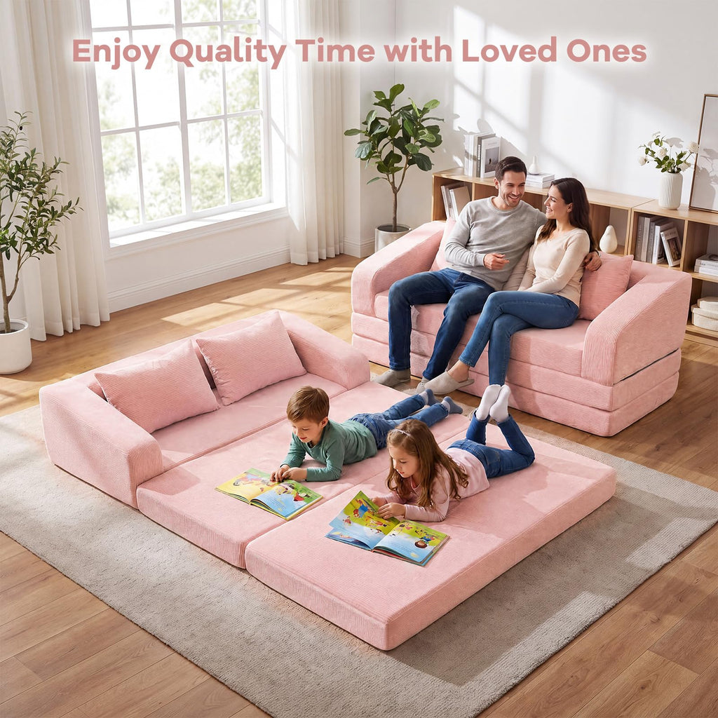 61" Pink Convertible Futon Sofa Bed Q6068