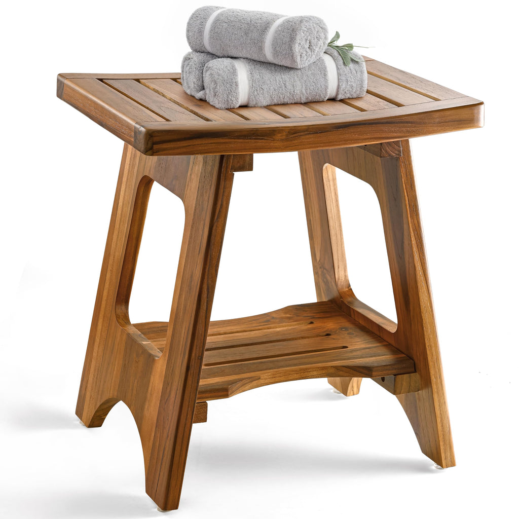 18" Teak Shower Bench with Storage Shelf T2626