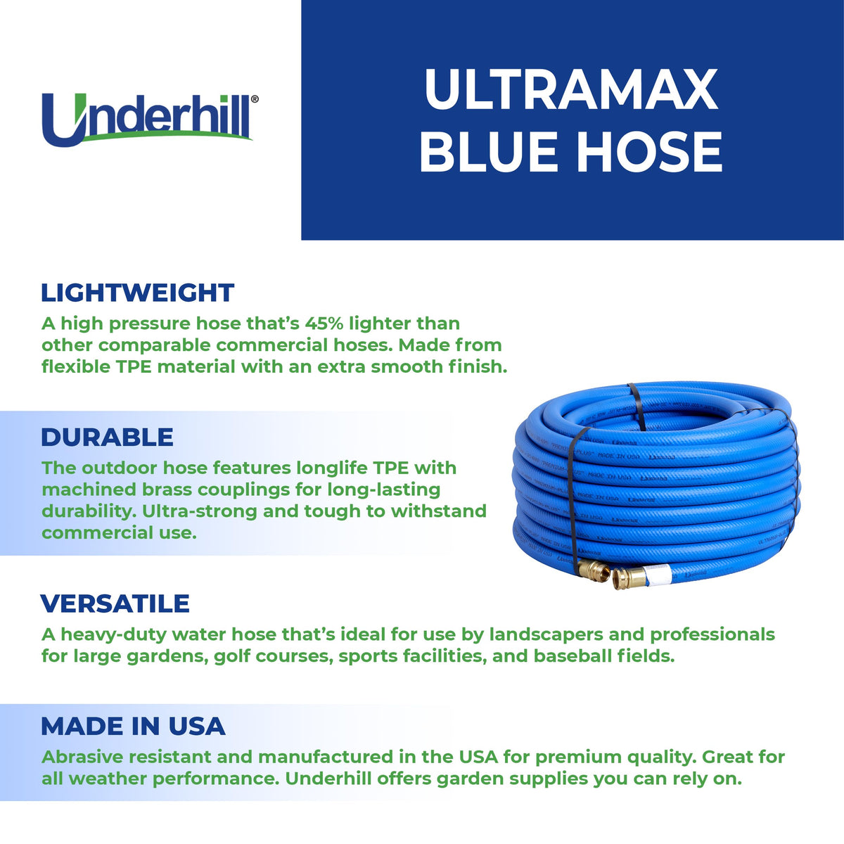 Blue 100 ft Lightweight Flexible Anti-Kink Garden Water Hose I95639