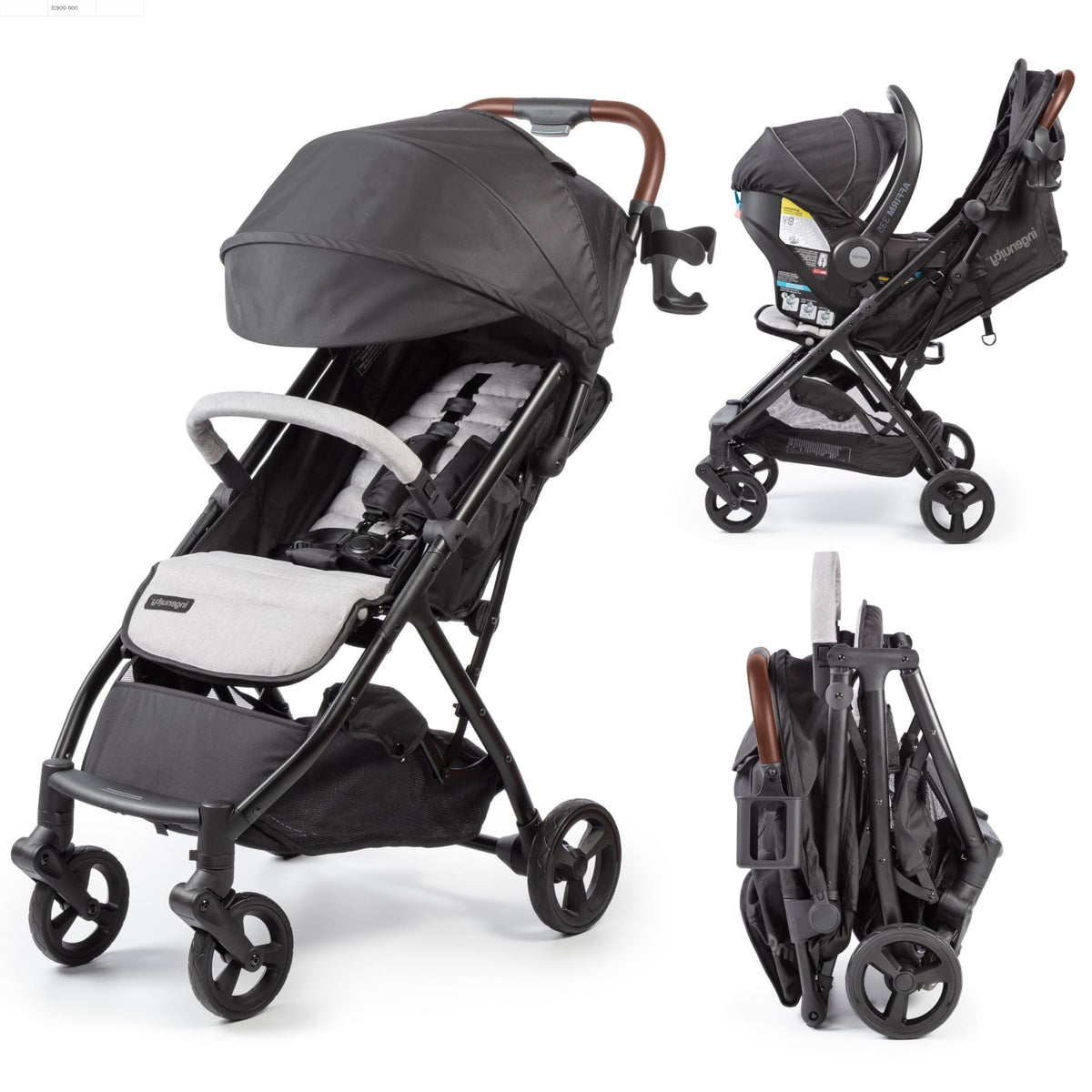 Compact Fold Stroller with Oversized Canopy and Extra-Large Storage, Gray F7321