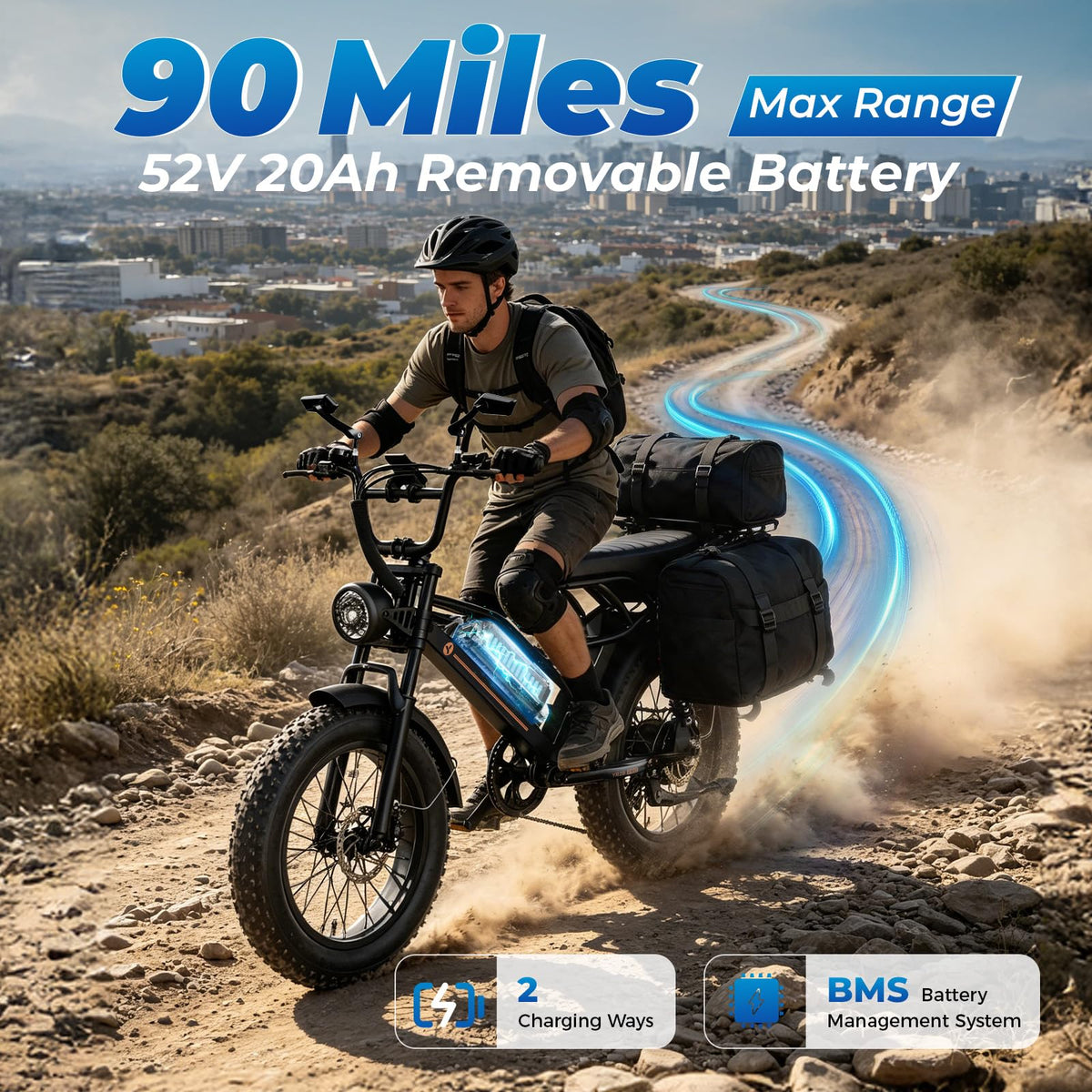Electric Bike, 3000W Peak, 90 Miles & 38MPH J78502