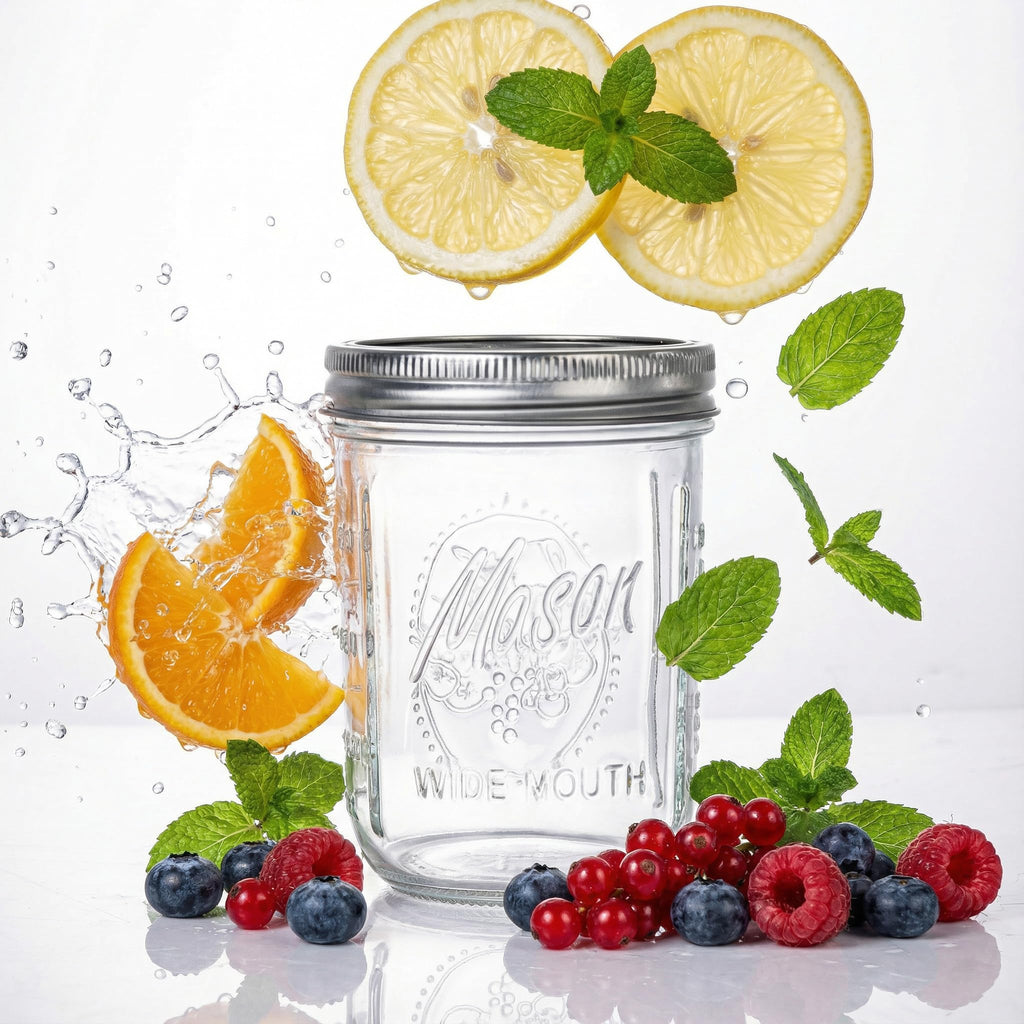 6-Pack 16 oz Wide Mouth Glass Mason Jars with Lids U410