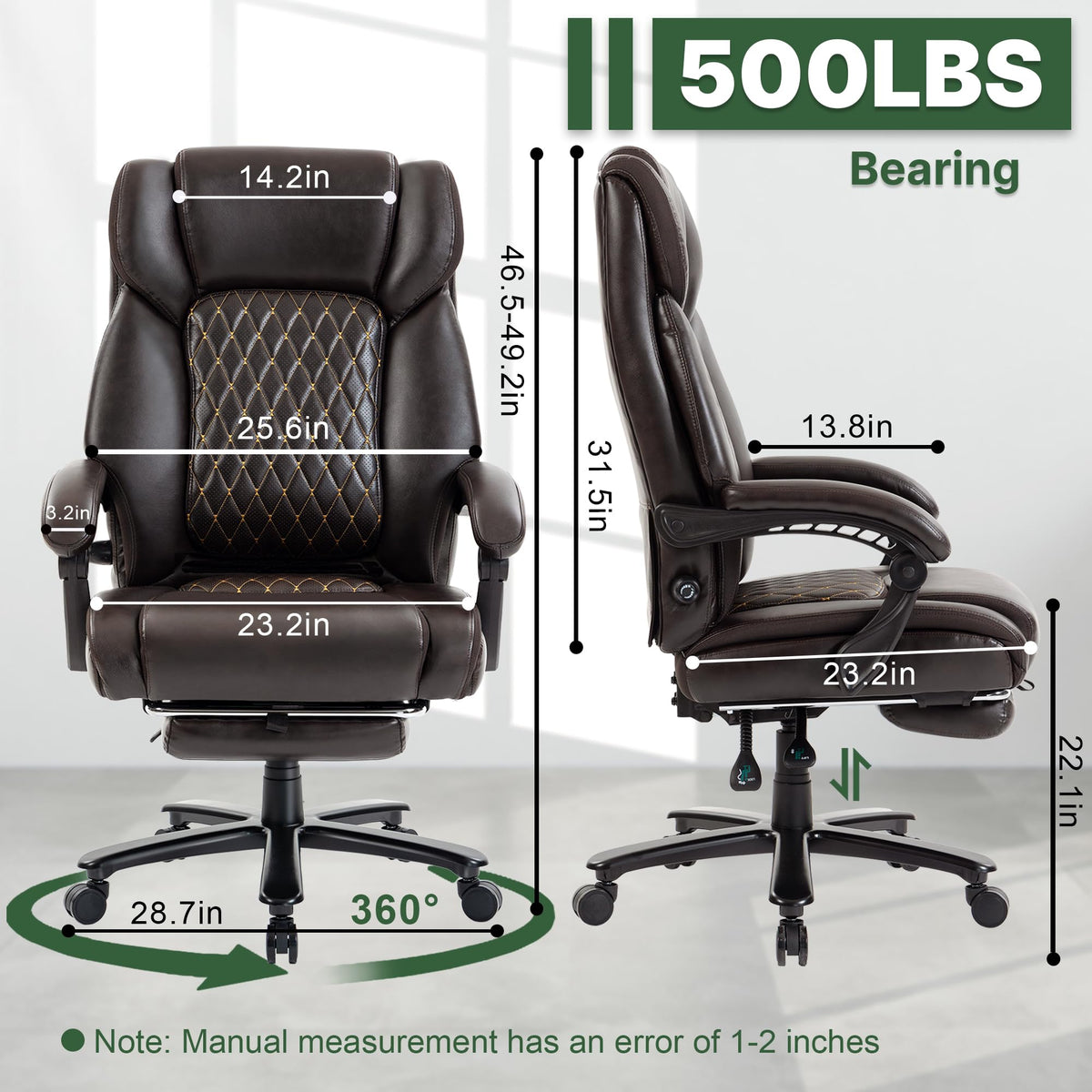 Brown Reclining Executive Office Chair with Footrest R60271