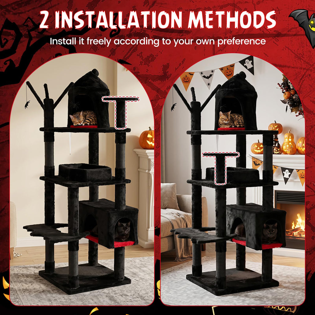 70-inch Multi-Level Black Cat Tree M822
