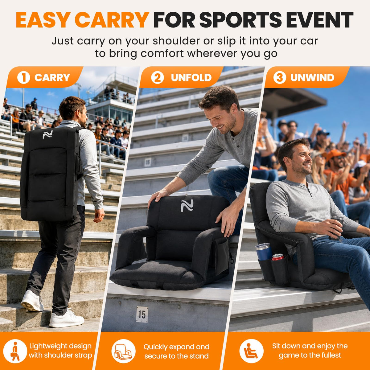 Extra Wide Padded Stadium Seats with Back Support X6983